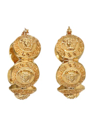 Versace Tribute Medusa Hoop Earrings In Gold