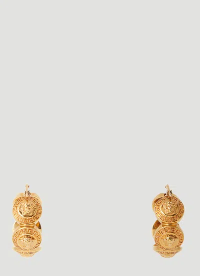 Versace Tribute Medusa Hoop Earrings In Gold