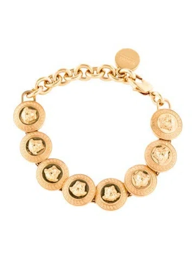 Pre-owned Versace Tribute Medusa Station Bracelet, 7.5" In Multi