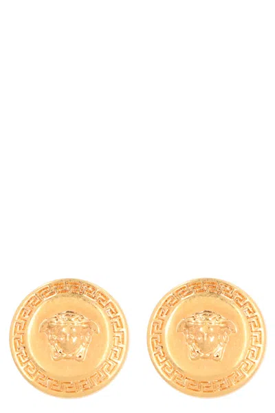 Versace Tribute Medusa Stud Earrings In Gold