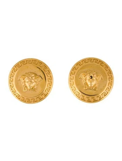 Pre-owned Versace Tribute Medusa Stud Earrings In Multicolor