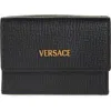 Versace Trifold Leather Wallet In Black- Gold