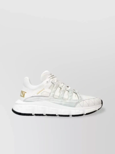 VERSACE TRIGRECA ALMOND TOE LACE-UP SNEAKERS