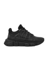 Versace Trigreca Sneakers With Baroque Jacquard Motif In Black