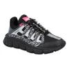 Versace Patterned Fabric Sneaker In Black