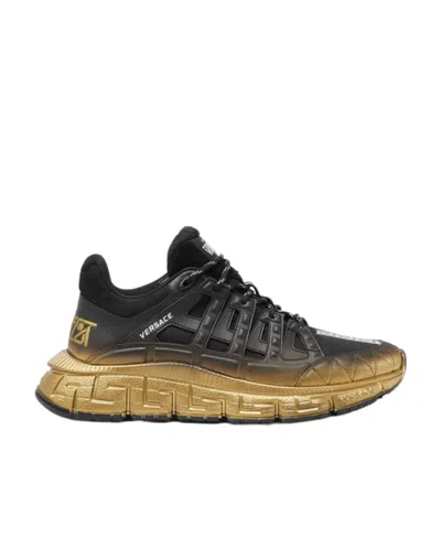 Versace Trigreca Lace-up Sneakers In Black