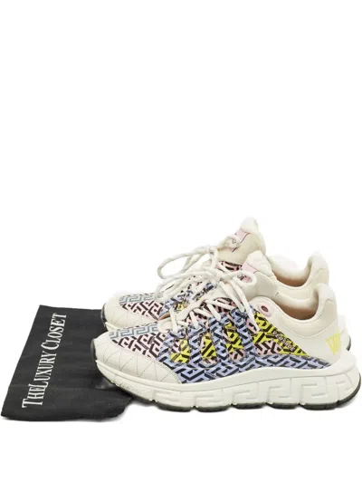 Pre-owned Versace Trigreca Lace-up Sneakers In Neutral