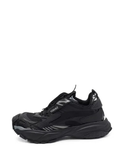 Pre-owned Versace Trigreca Lace-up Sneakers In Black