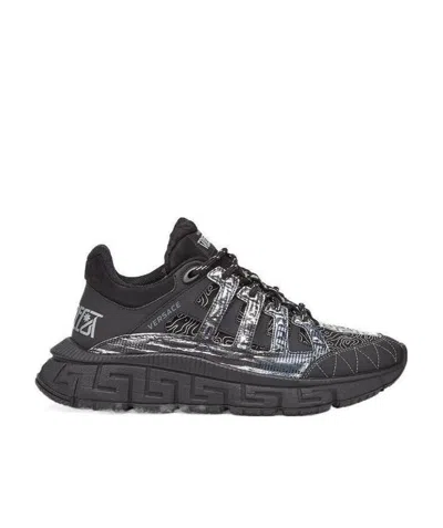 Versace Trigreca Low-top Sneakers In Black
