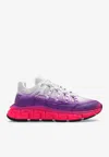 Versace Trigreca Low Top Lace Up Leather Faded Sneaker In Multicolor