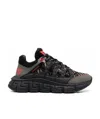 Versace Trigreca Panelled Cut-out Sneakers In Black
