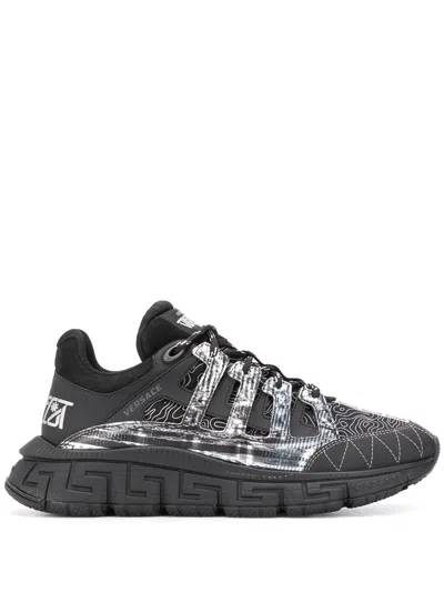 Versace Trigreca Low-top Sneakers In Black