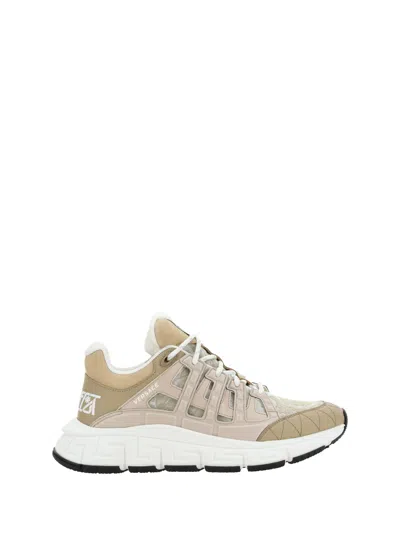 Versace Trigreca Sneakers In Beige/beige