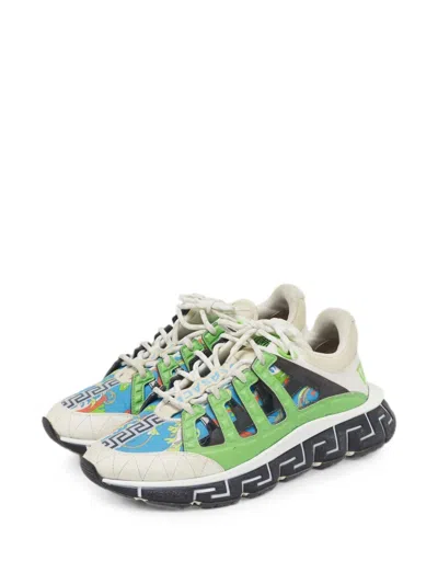 Pre-owned Versace Trigreca Sneakers In Blue