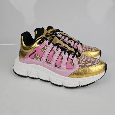 Pre-owned Versace Trigreca Women's Pink/gold Sneakers