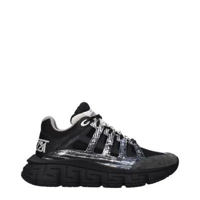Versace Trigreca Women's Sneakers Black/dark Grey Fabric