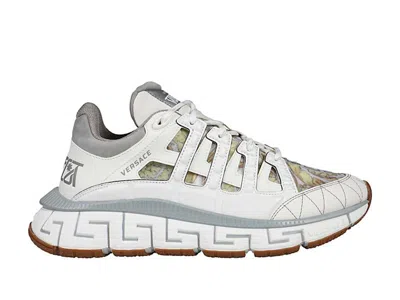 Pre-owned Versace Trigreca (women's) Sneakers In White/grey/barocco Print