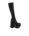 Versace Triplatform Knee-high Leather Boots In Black