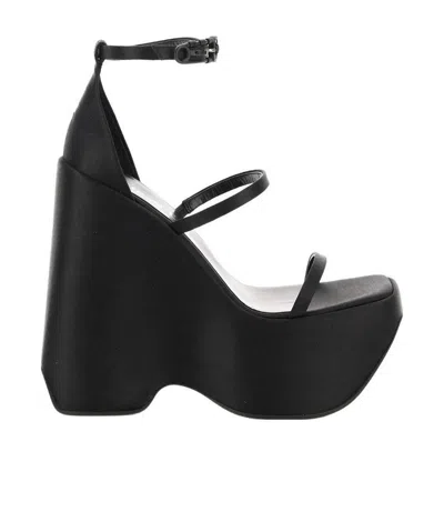 Versace Triplatform Strappy 160mm Sandals In Black