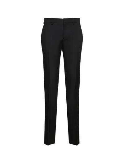 Versace Tailored Virgin Wool Trousers In Black