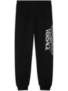 Versace Trousers Chain Print Elastic Waist In Black+print