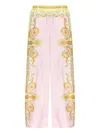 Versace Multicolor Trousers With Elastic Waist And All-over Geometric Print In Silk Woman In Multi