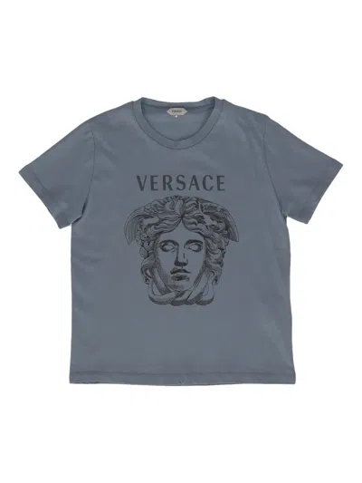 Versace T-shirt Jersey + St. Medusa Outline In Gray
