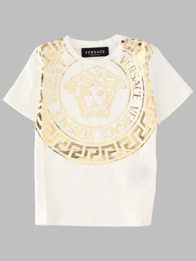 Versace Kids Unisex Mini Cotton T-shirt In White