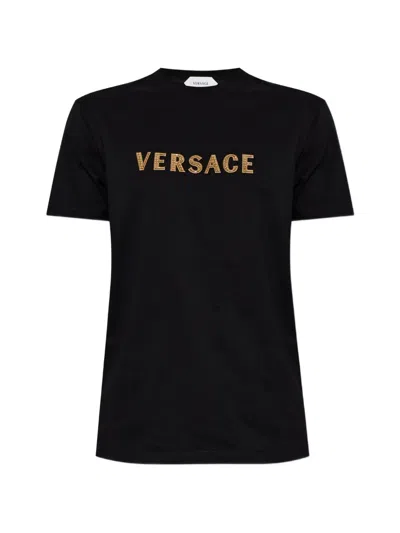 Versace T-shirt With Logo In Black