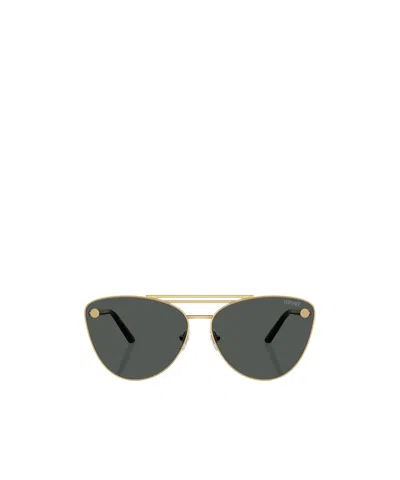 Versace Tubular Greca Cat-eye Sunglasses In Black