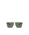 Versace Tubular Greca Rectangle-frame Sunglasses In Gray