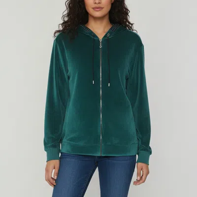 Pre-owned Versace Turquoise Velvet Medusa Hooded Sweatshirt Xl