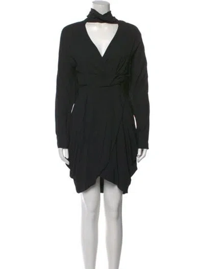 Pre-owned Versace Turtleneck Mini Dress In Black