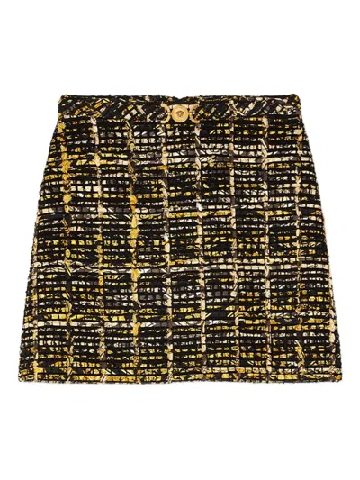 Versace Tweed A-line Mini Skirt In Multi