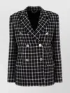 VERSACE TWEED BLAZER WITH EMBROIDERED CHECKERED PATTERN