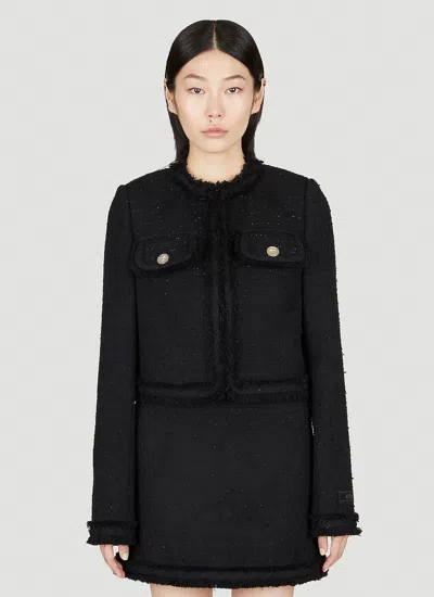 Versace Tweed Cardigan Jacket In Black