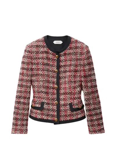 Versace Tweed Cardigan Jacket In Red