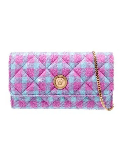 Pre-owned Versace Tweed Clutch In Multi