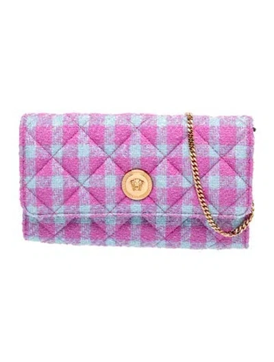 Pre-owned Versace Tweed Clutch In Purple