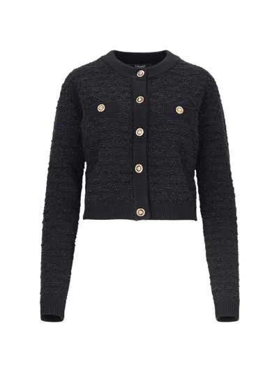 VERSACE TWEED CROPPED CARDIGAN