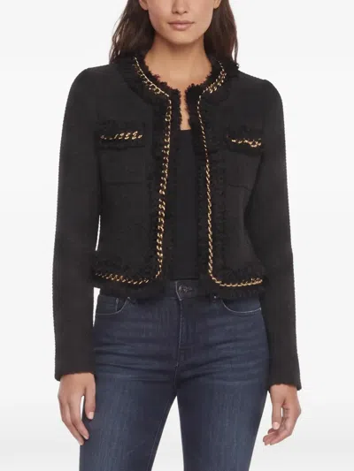 Pre-owned Versace Tweed Cropped Jacket In Black