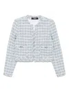 Versace Tweed Jacket With Frayed Edges And Pockets