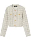 Versace Tweed Cardigan Jacket In Neutrals