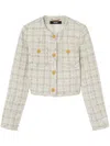 Versace Tweed Cardigan Jacket In Neutrals