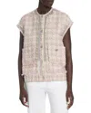 Versace Fancy Tweed Sleeveless Informal Jacket In Pastel Pink/white