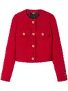 Versace Tweed Blazer Gold Buttons In Red