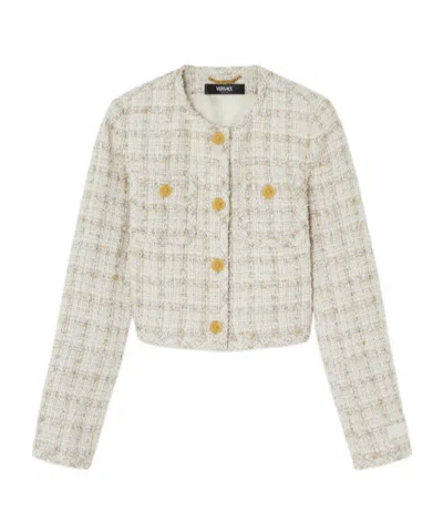 VERSACE VERSACE BUTTON-UP TWEED JACKET