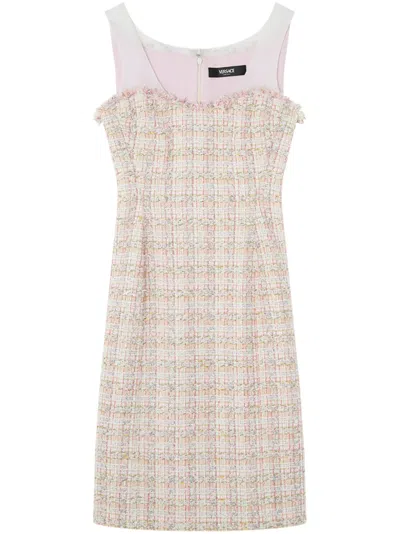 Versace Midikleid Aus Tweed In Rosa