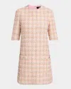Versace Metallic Tweed Mini Dress In Pastel Pink