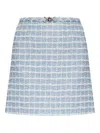 Versace Mini Skirt In Tweed With Belt Detail In Blue